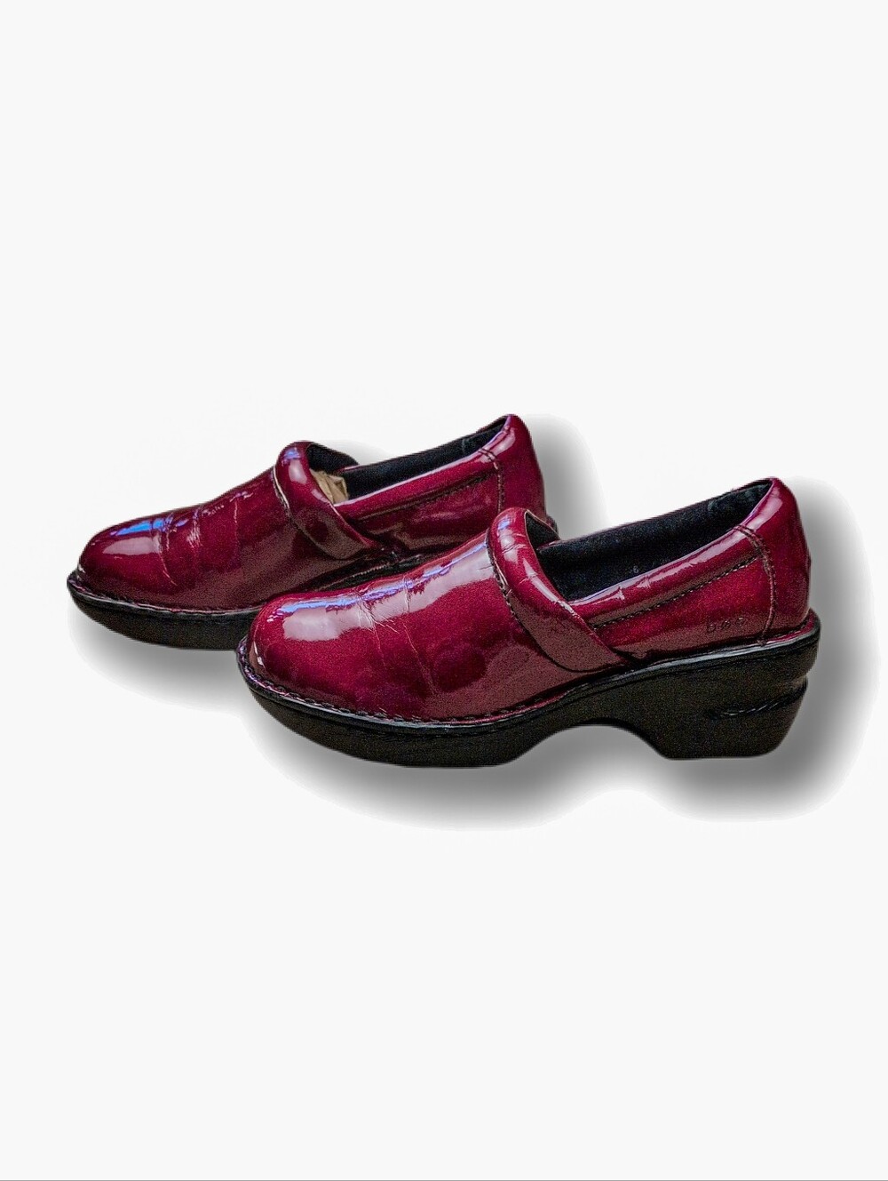 B.O.C. Peggy Red Patent Leather Clog Wedge Sz 6